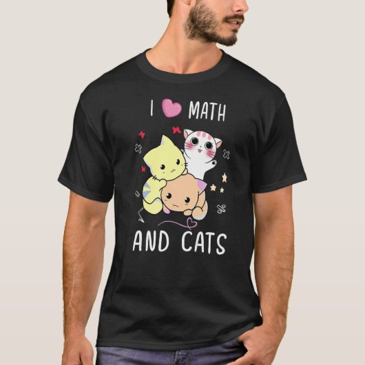 数学と猫が大好き数学の猫ナンバーズ型枠 Tシャツ (正面)