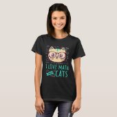 数学と猫が大好き虎猫猫科の動物Mathmatic Tシャツ (正面フル)