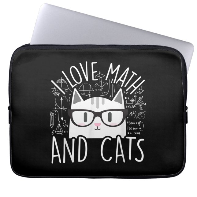 数学と猫が大好き かわいい子猫 ラップトップスリーブ (正面)