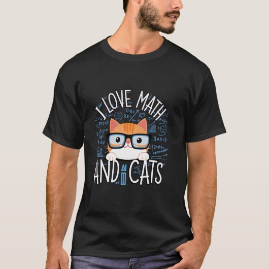 数学と猫が大好き!かわいい数学ギフト 先生 Tシャツ (正面)