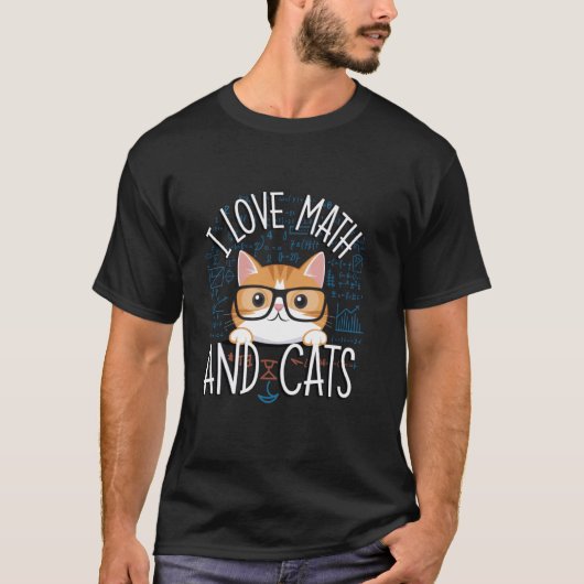 数学と猫が大好き かわいい 先生 生徒 オ Tシャツ (正面)