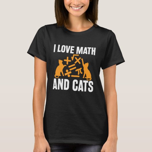 数学と猫が大好き!先生キュートな猫愛好家 Tシャツ (正面)