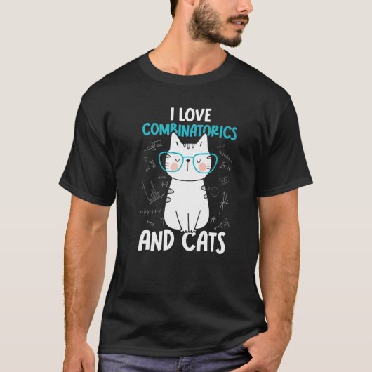 数学と猫が大好き!組み合わせ論1 Tシャツ (正面)