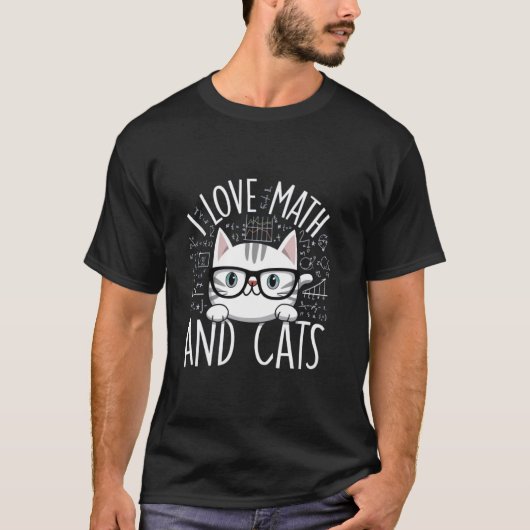 数学と猫が好きな人のためのキュートな面白グッズ 先生向け Tシャツ (正面)