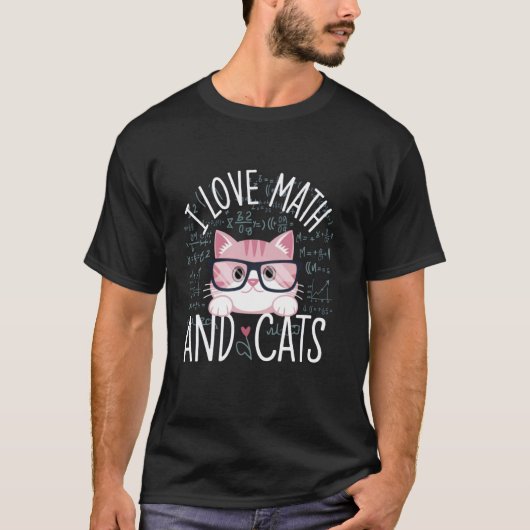 数学と猫が好きな人のためのキュートな面白グッズ 先生向け Tシャツ (正面)