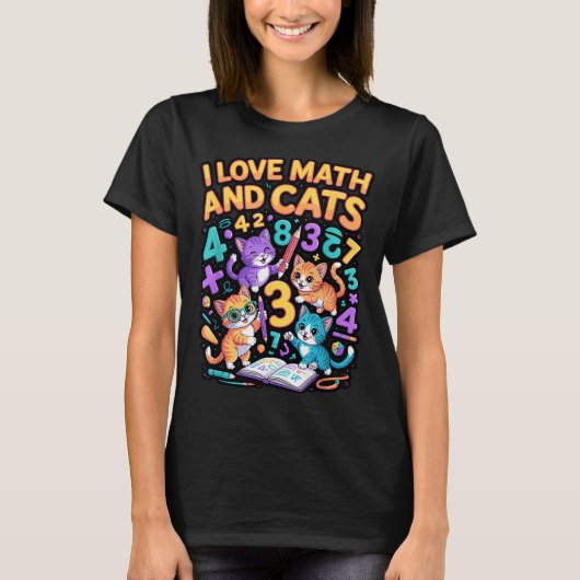 数学と猫が好きな先生と生徒 Tシャツ (正面)