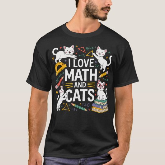 数学と猫が好き 数学 楽しい数学 Tシャツ (正面)