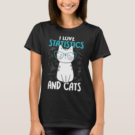 数学と猫の統計が大好き Tシャツ (正面)