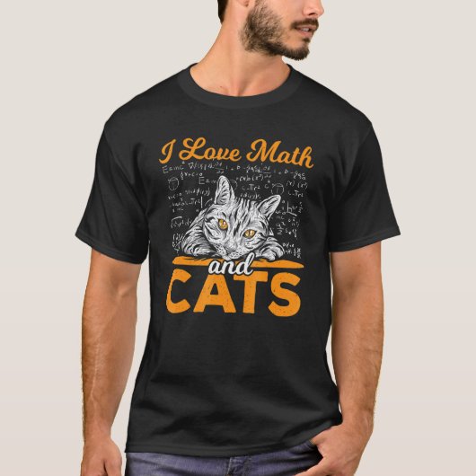 数学と猫数学が大好き猫先生 Tシャツ (正面)