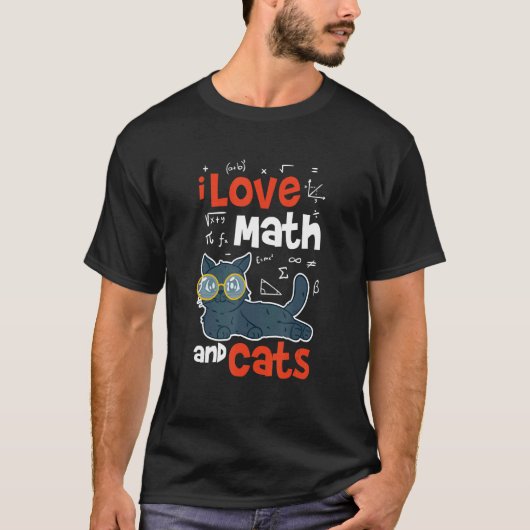 数学と猫 数学 数学教師 Tシャツ (正面)