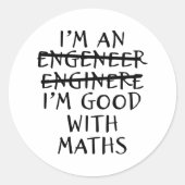 数学のエンジニア向けおもしろいエンジニアリング引用文 ラウンドシール (正面)