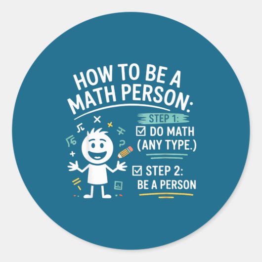 数学の人になる方法 おもしろい 先生 生徒 パロディ ラウンドシール (正面)