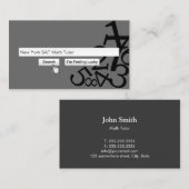 数学の個人教師のダークグレー創造的な調査のバー 名刺 (正面/裏面)