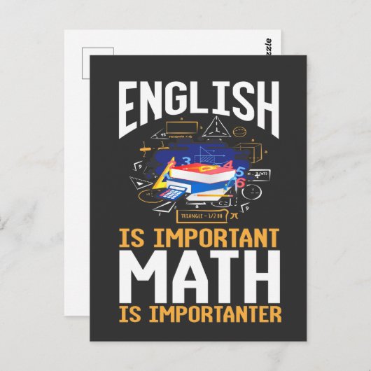 数学の先生おもしろいが英語の問題に悩む ポストカード (正面/裏面)