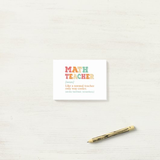 数学の先生は、通常の先生のみのクール方法 ポストイット (デスク上)