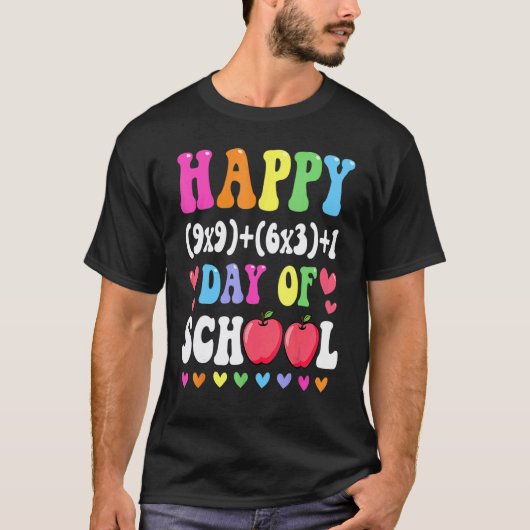数学の公式 ハッピー 100日目の学校 100日目 マ Tシャツ (正面)