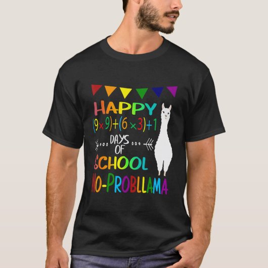 数学の公式 100日目の学校 無問題のラマ先生 Tシャツ (正面)