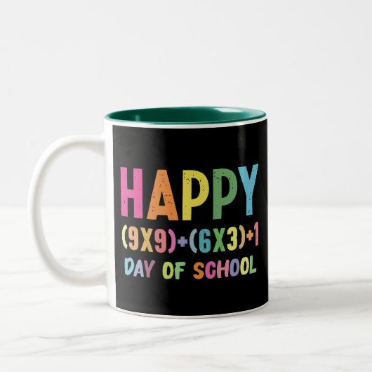 数学の公式 100日目の学校 面白い数学の先生 ツートーンマグカップ (左)