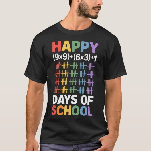 数学の公式 100日目の学校 面白い数学の先生 Tシャツ (正面)