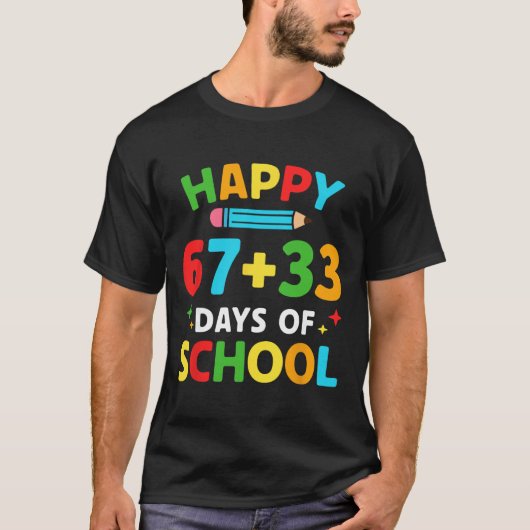 数学の公式 100日目の学校 面白い数学の先生 Tシャツ (正面)