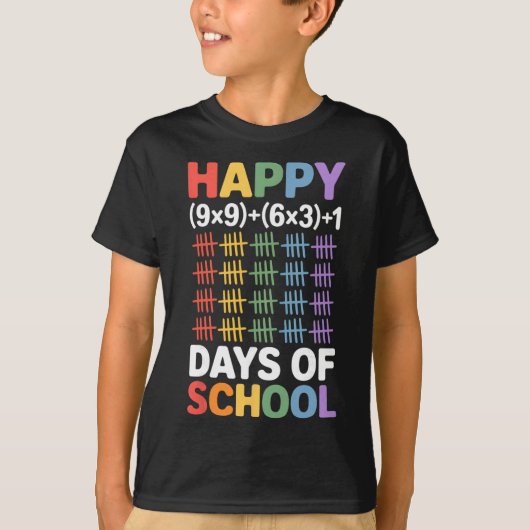 数学の公式 100日目の学校 面白い数学の先生 Tシャツ (正面)