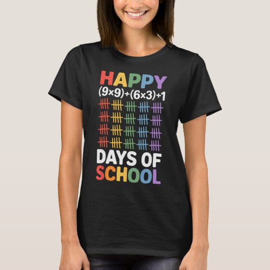 数学の公式 100日目の学校 面白い 数学教師 Tシャツ (正面)