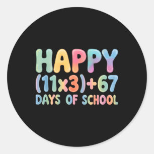 数学の公式 100日目の学校 面白い 67 おもしろTシャツ ラウンドシール
