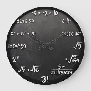 数学の同等化の時計(黒) ラージ壁時計