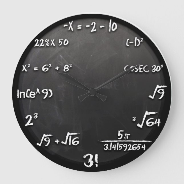 数学の同等化の時計(黒) ラージ壁時計 (Front)