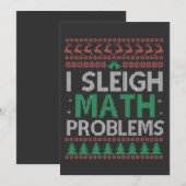 数学の問題をスレイする面白いダサいクリスマススウェーター 招待状 (正面/裏面)