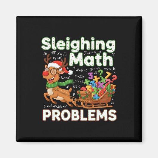 数学の問題をスレイする クリスマスの数学の先生のユーモア マグネット (正面)