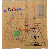 数学の問題 シャワーカーテン (正面)
