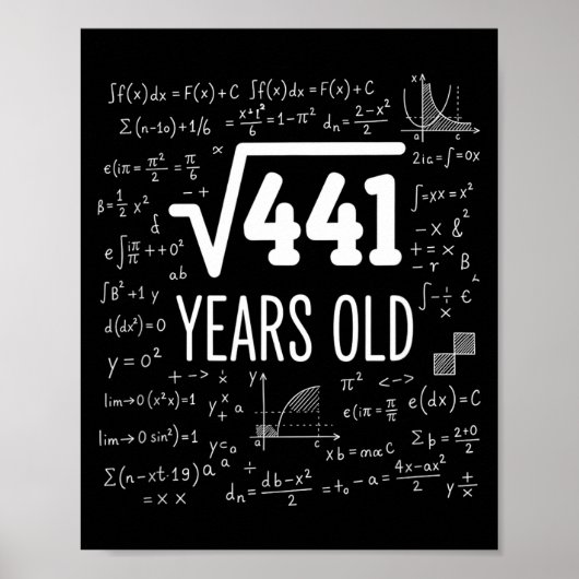 数学の平方根 441歳、賢い数学 ポスター (正面)