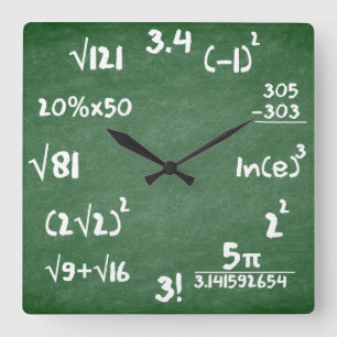 数学の恋人のための数学の時計 スクエア壁時計