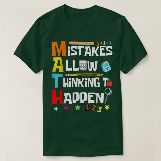 数学の愛好家新学期の間違いが許考える可 Tシャツ (デザイン正面)