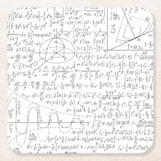 数学の愛好家,数学の公式,数学のギーク スクエアペーパーコースター (正面)