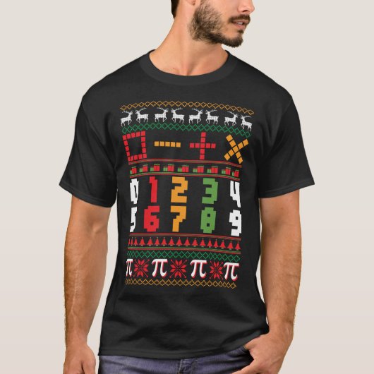 数学の教師の醜いクリスマスのセーターのTシャツ Tシャツ (正面)