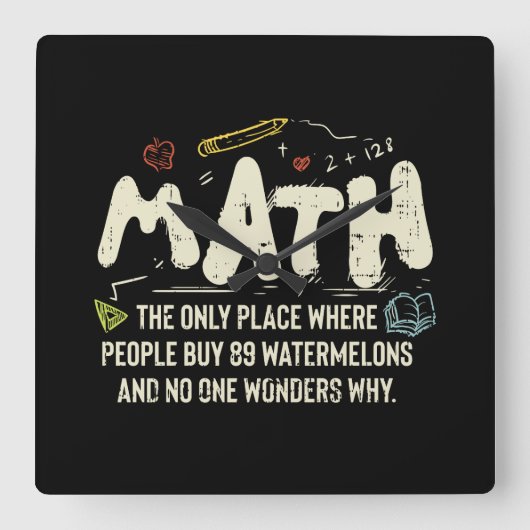 数学の数学の数学の先生ギフト スクエア壁時計 (正面)