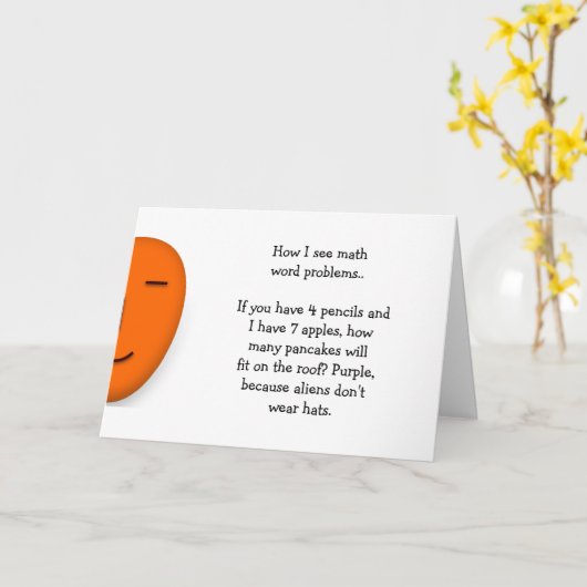 数学の文章問題 面白い数学ジョーク 教師のユーモア カード (黄色い花)