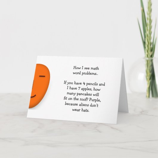 数学の文章問題 面白い数学ジョーク 教師のユーモア カード (正面)