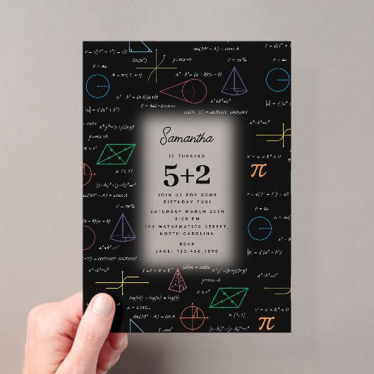 数学の方程式と数学の公式 誕生日 アクリル招待状 (インサイチュ (ポータブル))