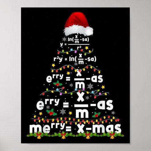 数学の方程式 メリークリスマス 教師 クリスマスの贈り物 ポスター (正面)