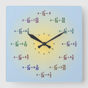 数学の時計(AM-PM) スクエア壁時計