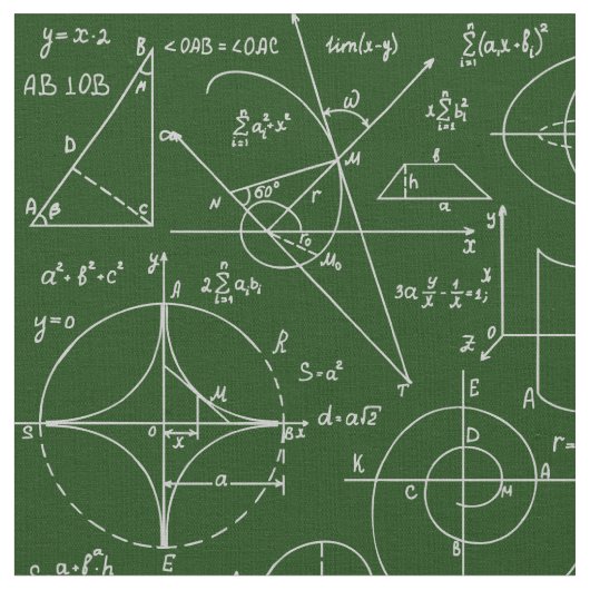 数学の演算幾何学の公式は緑 ファブリック (クローズアップ)