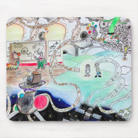 数学の漫画のユーモア – 学生、先生、ギーク マウスパッド (正面)