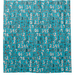 数学の落書きの青 シャワーカーテン