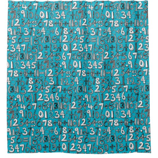 数学の落書きの青 シャワーカーテン (正面)