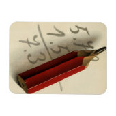 数学の計算式と赤い鉛筆、ヴィンテージ ビジネス マグネット (横)