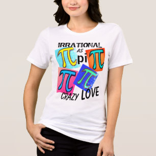 数学の非合理としてPiブルーイエローグリーンピンク トライブレンドTシャツ