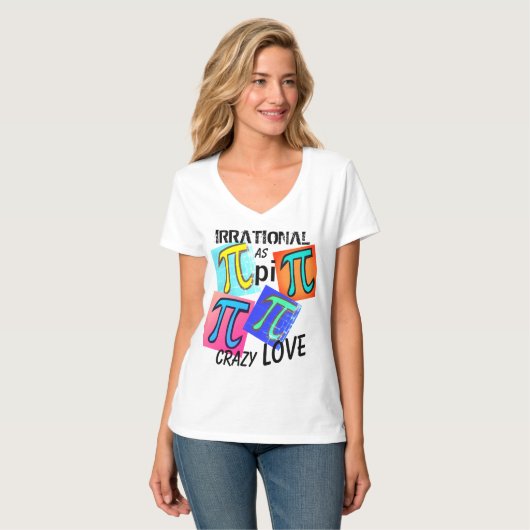 数学の非合理としてPiブルーイエローグリーンピンク Tシャツ (正面フル)